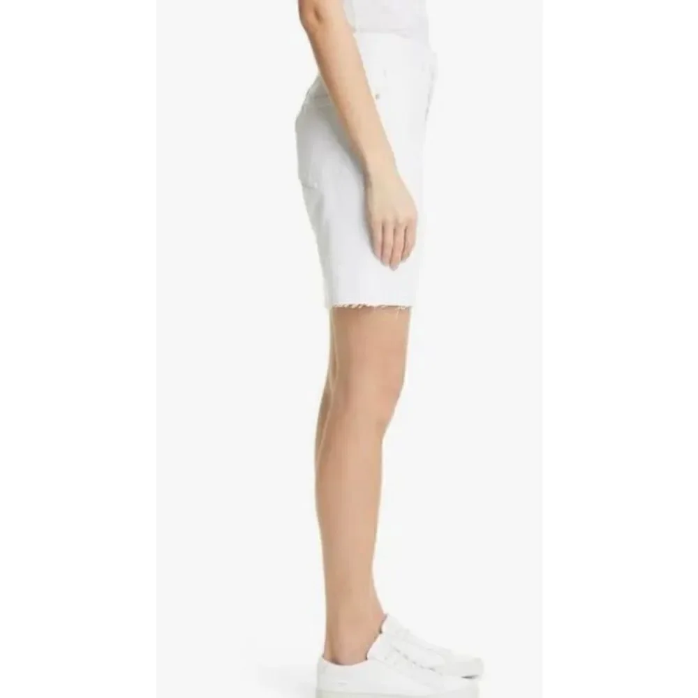 FRAME Le Slouch Bermuda White Raw Hem Denim Jean Shorts NWT sz 26